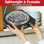 Vivicreate Electric Hot Plate, Portable Countertop Electric Cooktop, Adjustable Temperature Control, 110V Extra Burner for Apartment, Dorm, RV, Small Kitchen (Single Coil Burner)