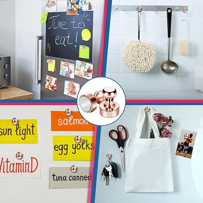 LOVIMAG Fridge Magnets 18Pcs Refrigerator Whiteboard Small Strong Magnet Classroom Kitchen Accessories Decorative Locker Set Decor Must Haves Office Calendar Refrigerador Magnetic Cute Rose Gold