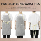 NLUS 2 Pack Waterproof Cooking Aprons, Adjustable Bib Soft Chef Apron with 2 Pockets for Men Women (Gray Stripe/Gray Trees)