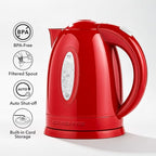 OVENTE Electric Kettle, 1.7L Fast Boiling Water Heater for Coffee or Tea, BPA Free with Water Level Gauge, Auto Shut-Off, Boil-Dry Protection, Indicator Light and Removable Filter, Red KP72R