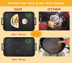 Non-Stick Aluminum Stove Top Flat Griddle, Warp-Resistant Double Burner Griddle Pan for Glass and Gas Stove, Great for Breakfast and Camping Indoor or Outdoor Size 17" x 10.5"