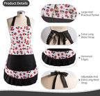 Vintage Floral Apron for Women with Functional Pockets Adjustable Neck Strap for Cooking Baking Mother's Gift