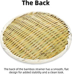 Bamboo Basket Colander, 8.3" Round Small Bamboo Sieve Washing Strainer, Hand Weave Plate Holder for Kitchen, Wicker Pantry Storage Tray for Fruit Vegetable Bread Snack Zaru