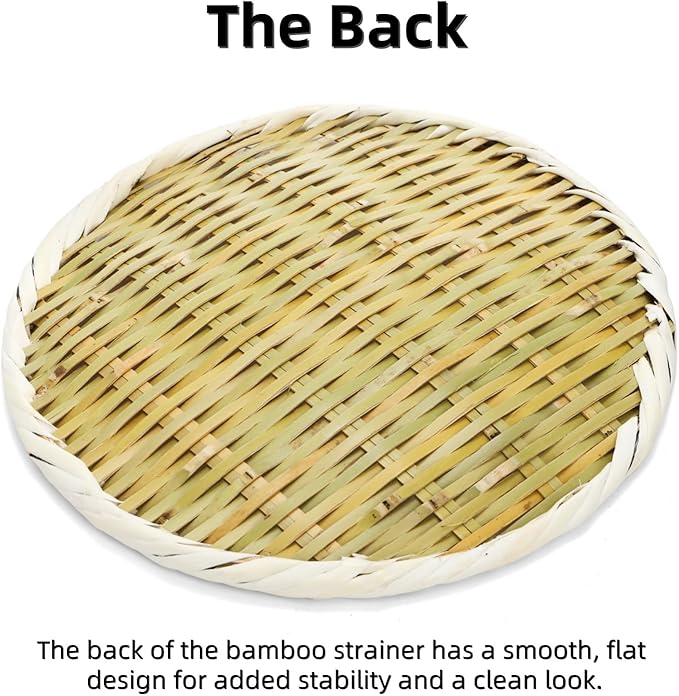 Bamboo Basket Colander, 8.3" Round Small Bamboo Sieve Washing Strainer, Hand Weave Plate Holder for Kitchen, Wicker Pantry Storage Tray for Fruit Vegetable Bread Snack Zaru