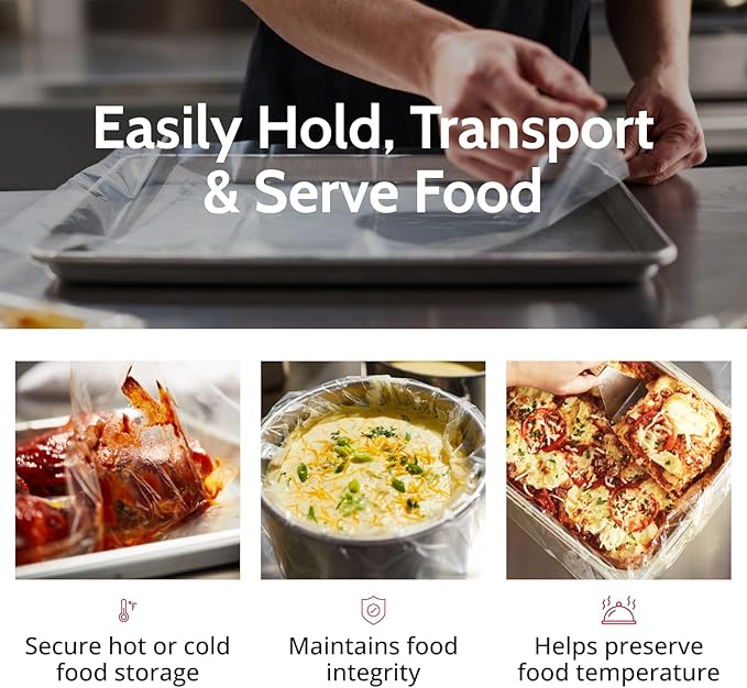 PanSaver RC Clear Liners for Easy Clean Up - Disposable Buffet Pan Liners, Ovenable up to 400F - Clear (Half Pan - Medium & Deep | 23 x 14 IN)