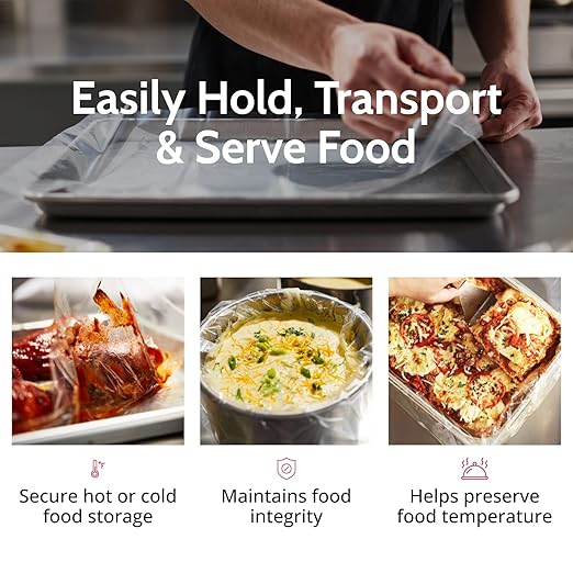 PanSaver Low Temperature Liners for Easy Clean Up - Disposable Buffet Pan Liners, Ovenable up to 220F - Clear (Half Pan - Medium & Deep | 23 x 16 IN)