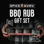 Spice Guru BBQ Rub Gift Set – 4 Flavor Barbecue Seasoning Sampler – Mens Christmas Gifts for Dad, Husband or Brother – Premium Grilling Spices & Holiday Gift Set for Grill Lovers - Grill Accessories
