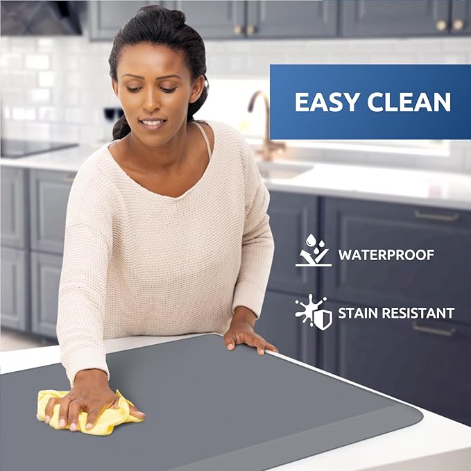 KitchenClouds Kitchen Mat Cushioned Anti Fatigue Rug 20"x39" Water Resistant, Non Slip, Standing and Comfort Desk/Floor Mats for House Sink Office (Grey,0.8inch)
