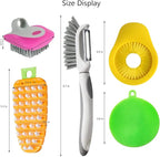 Openfly Flexible Vegetable Brush Fruit and Vegetable Brushes, Vegetable/Fruit Peeler with Brush Bendable Fruit Brush Scrubber for Food Veggies Carrot Potato Corn, 5 Pcs
