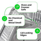 IDL Packaging Full Size Aluminum Steam Table Pans with Lids - Deep, 21" x 13" x 3" (Pack of 10) - Disposable Foil Pan for Grilling, Roasting, BBQ, Cooking, Baking, Freezing