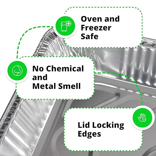 IDL Packaging Full Size Aluminum Steam Table Pans with Lids - Deep, 21" x 13" x 3" (pack of 25) - Disposable Foil Pan for Grilling, Roasting, BBQ, Cooking, Baking, Freezing