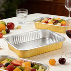 13"x 9"Gold Aluminum Foil Pans with Chear Lids & Handles(20 Pack) Heavy Duty Aluminum Pans, Disposable Foil Pans Containers for Cooking, Baking, Reheating, Freezer, Oven, Food Storage, 118oz