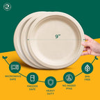 ECO SOUL Compostable 9 Inch(1000-Pack) Biodegradable Heavy-Duty Disposable Eco-Friendly Paper Plates for Christmas Dinner & Parties, Wedding, Event