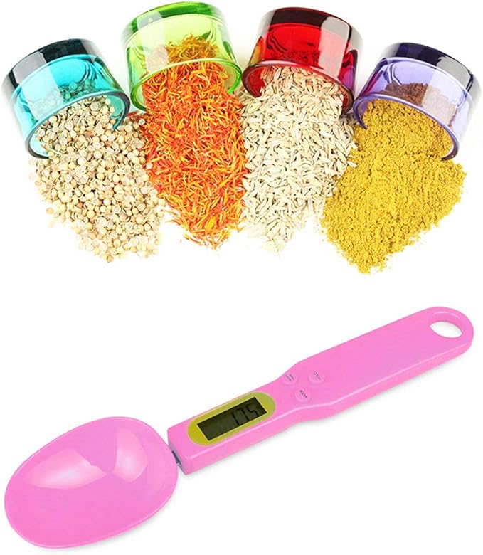 Meichoon Kitchen Scale Food Steelyard Weighing and Measuring Dry Liquid Ingredient Milk Tea Flour Spices Medicine 1.1lb/500g(0.1g) Portable LCD Display Milligram Scale C52 Pink