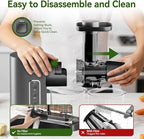 Juicer Machine,Slow Masticating Juicer with 2 Speed Modes & Quiet Motor,Cold Press Juicer Machines Vegetable and Fruit with Reverse Function,Celery Juicer,BPA-Free,Easy to Clean