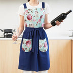Pinknoke Vintage Pinafore Apron Dress for Women with Pockets Cute Floral Chef Aprons for Kitchen Cooking Baking Gardening