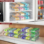 Attelite Can Organizer for Pantry, 6 Sets 3Tiers Can Storage Organizer Pantry, Soda Can Organizer for Fridge 72 Cans Rack Automatic Rolling Stackable Canned Food Organizer,Clear