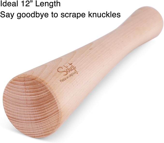 SOLIGT 12" Sauerkraut Pounder for Mason Jars Vegetable Fermentation- One Piece of Solid Wood