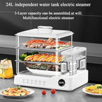 800W Food Steamer, 3 Tier Electric Steamer, with 24L Capacity, Touch Screen Display, 12H Appointment, Independent Water Tank, for All Homes