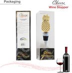 Cheers Gold Pineapple Metal Wine Stopper - Elegant Vacuum Seal Reusable Gold Troical Fruit Wine Bottle Stopper, Airtight Leak Proof Bottle Topper Cork Plug, Home Decor & Bar Tool Accessory Unique Gift