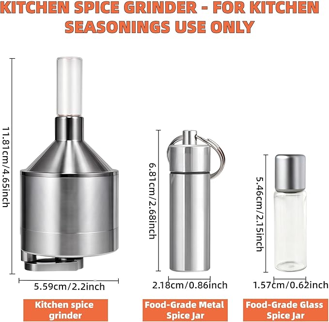 Silver Spice Grinder - Manual Spice Grinder for Home Kitchen Use