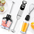MegaWise Pro Titanium Reinforced 5-in-1 Immersion Hand Blender, Powerful Motor with 80% Sharper Blades, 12-Speed Corded Blender (Black)
