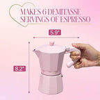 Paris Hilton Stovetop Espresso and Coffee Maker, Italian & Cuban Style Coffee Pot with Iconic Heart Knob, Perfect for Rich Aromatic Espresso, Makes up to 6 Espresso Cups, Pink