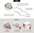 Snap Ball Tea Strainer, Exptolii 2 Pack Stainless Steel Tea Infuser Filter with Handle for Loose Leaf Tea, Spices, Seasonings