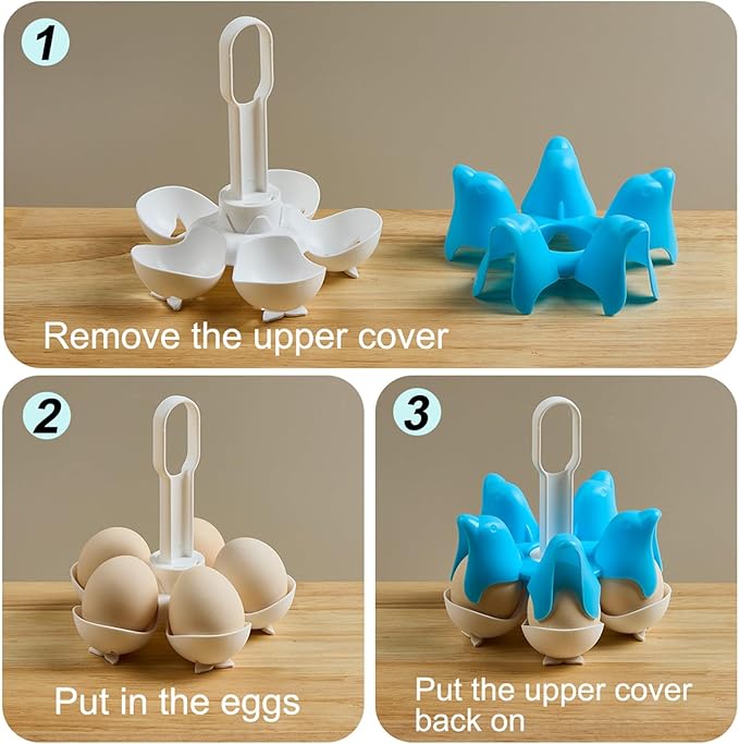 Asltw Dolphin Boiled Egg Holder – 3-in-1 Cooker, Server & Fridge Tray for Soft/Hard Eggs, BPA-Free, Cute Kitchen Gift for Kids & Families (Blue+White)