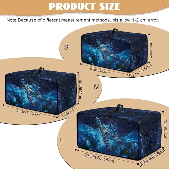 Starry Sky Ocean Turtle Print Toaster Oven Dust-proof Cover, Heat-resistant Anti Fingerprint Microwave Oven Cover, Compatible with Most Small Appliance (Large-18.5 * 22.5 * 12.99 inches)