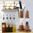 Salt and Pepper Wood Mill Tray, Retro Colour Pepper Grinder Rest, Work Surface and Dining Table Protector (Pepper Mill not Included)