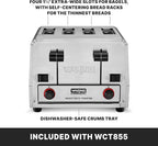Waring Commercial WCT855 4-Slice Heavy Duty Commercial Pop-Up Bread/Bagel Toaster, 240V, 2700W, 6-15 Phase Plug