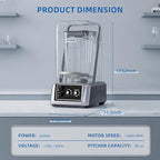 BLEOU Commercial Quiet Shield Blender, 2200W Professional Smoothie Blender with Timer & 15-Speed Control, 80oz/2.2L BPA-Free Pitcher for Cafes, Bars and Home Use
