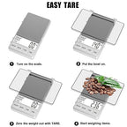 WEIGHTMAN Small Coffee Scale with Timer, Espresso Scale with Timer 1000 x 0.1g, Mini Food Scale Large Backlit LCD Display Stainless Steel, Digital Pocket Scale Grams and Ounces…