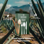 Sustainable Agave Co - Agave Fiber Cutlery - 12 Sets / 36 Pieces - Plant-Based, Made With Upcycled Materials - Bulk Brown Forks, Knives & Spoons Variety Pack