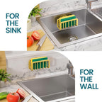 TAILI Sponge Holder for Kitchen Sink with Strong Suction Cup, Rustproof Aluminum Sink Caddy for Sponges, Removable Sponge Holder, Dish Brush for Scraper - Gold
