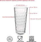 KOXIN-KARLU Mixed Drinkware 26-ounce Plastic Tumbler Acrylic Water Glasses, set of 8 Clear
