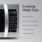 Farberware 1.3 Cu. Ft. Countertop Microwave Oven – 1000 Watts Power, Auto Cook Settings, Defrost, Easy Clean and Child Safety Lock - Stainless