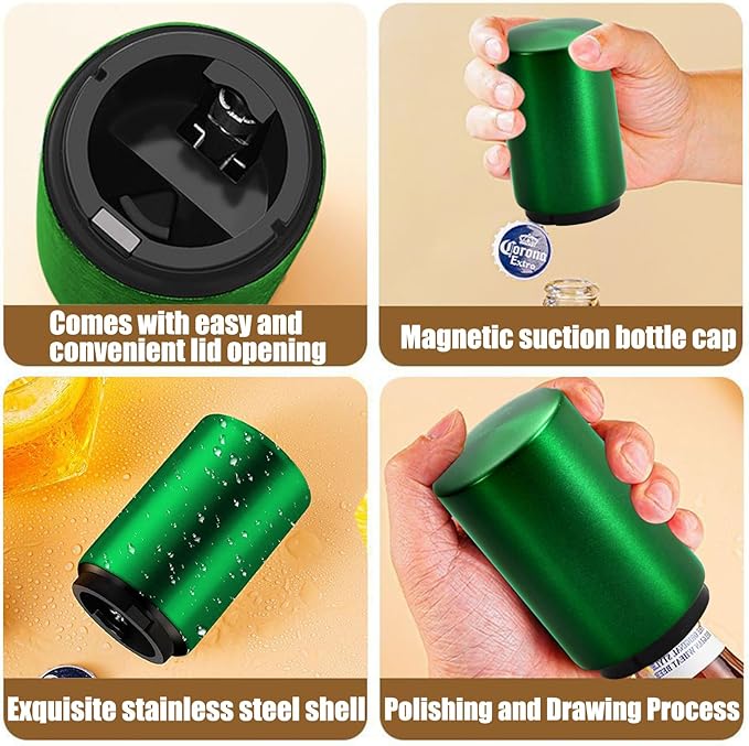 Premium Beer Bottle Opener Stainless Steel Automatic Bottle Opener Push Down No Damage Quick to Open Small Portable Bottle Cap Openers for Home Bars Picnic Camping Hiking