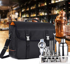 CURMIO Bartender Bag, Travel Bag for Bar Tools Set, Bartender Kits Storage with Padded Compartments for Wine Bottles, for Home Indoor Outdoor Patio Party, Black (Bag ONLY)