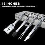 Bonus Dad Gifts, Christmas Bonus Dad Gifts for Him Heavy Duty Grilling Accessories Kit for Backyard BBQ, Thick Stainless Steel Grill Utensils with Non-Slip Handle Tool for Man on Birthday