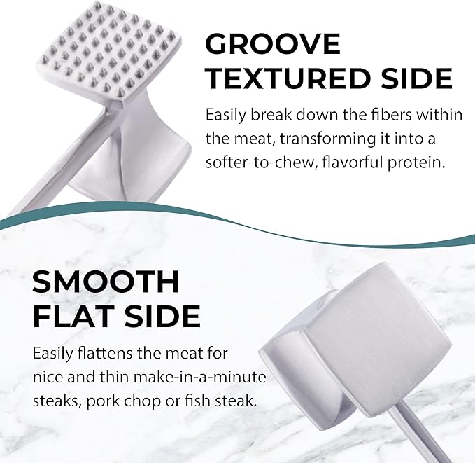 KITEXPERT Meat Tenderizer Hammer with Comfortable-Grip Handle, Dual-side Mallet for Kitchen, Heavy Duty Pounder For Tenderizing Steak, Beef and Fish