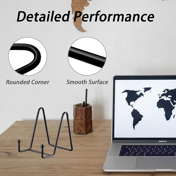 12 Pcs Plate Stands for Display,6 Inch Plate Holder Display Stand, Metal Frame Bracket for Book, Picture, Decorative Plate, Photo, and Platter, Desktop Display Shelf, Tabletop Art