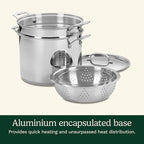 Cuisinart 4-Piece Cookware Set, 12 Quarts, Chef's Classic Stainless Steel Pasta/Steamer, 77-412P1