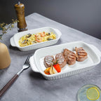 Small Au Gratin Baking Dish, Ceramic Casserole Dishes 9 x 6, Set of 4, 23 Oz with Handles, Pans Set for Oven Roasting for 1 or 2 person servings, Lasagna, Pie, Gratin, for Kitchen, Home