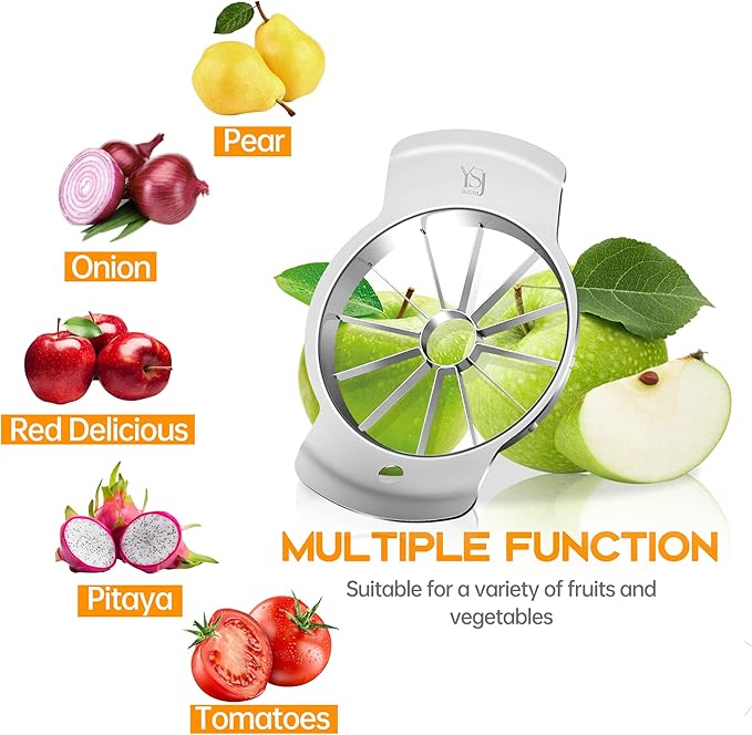 Supercenter Apple Cutter and Slicer - Stainless Steel Apple Corer - 4.72 Inch Apple Corer Tool with 12 Super Sharp Blades, Lightweight Apple Slicer and Corer & Dishwasher Safe