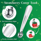 Baderke 8 Pcs Tomato Stem Corer Strawberry Baller Stainless Steel Strawberry Huller Tool Fruit Vegetable Stem Remover
