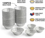 120 Pack 2.2" Mini Aluminum Foil Tart Pans, Small Disposable Pie Tins for Bite-Size Desserts, Mini Quiches & Fruit Tarts, Round Tiny Ramekins for Party, Catering, Wedding