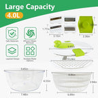 Salad Spinner Large,Vegetables Fruits Wash Bowl, Lettuce Spinner with 4 Blades Slicer,Salad Dryer for Washing
