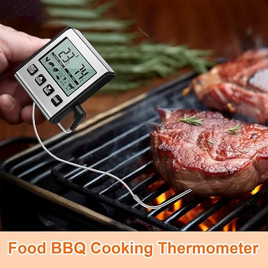 Relaxweex 2 Pcs TP710 Digital Cooking Meat Thermometer, Large LCD Backlight Food Thermometer with Stainless Steel Probe and Timer for Kitchen Oven BBQ Grilling Deep Fry Smoker
